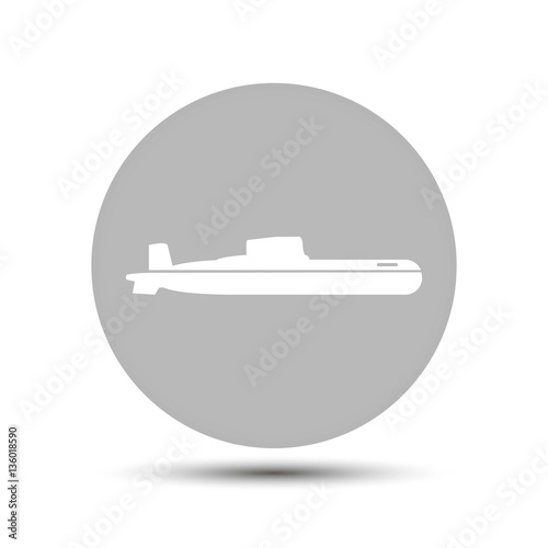 submarine vector icon on gray background