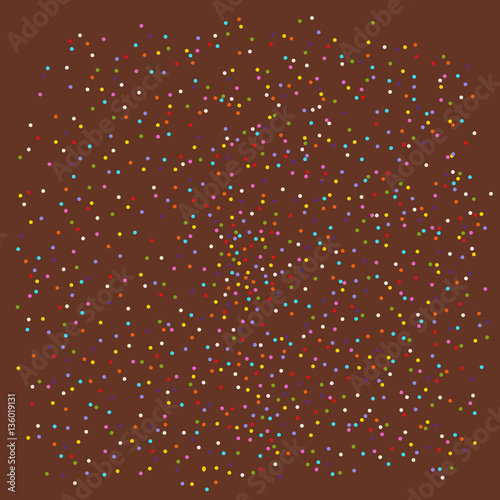 flat colored vector cream texture sprinkles topping as sweet bakery or confetti on  chocolate background