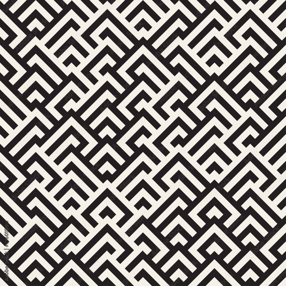 Maze Tangled Lines Contemporary Graphic. Vector Seamless Black and White Pattern. Maze Tangled Lines Contemporary Graphic. Vector Seamless Black and White Pattern.