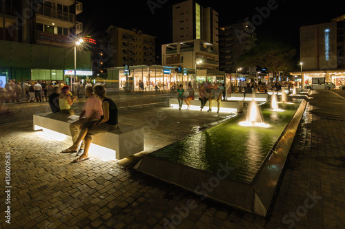 Night view of business center of Lido di Jesolo near Venice, Veneto region, Italy.