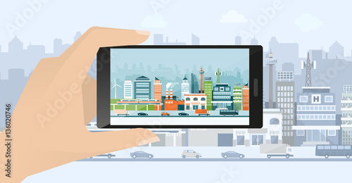 Cityscape on a smartphone