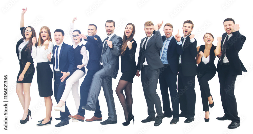 Happy business group. happy business team celebrating victory Happy business group. happy business team celebrating victory