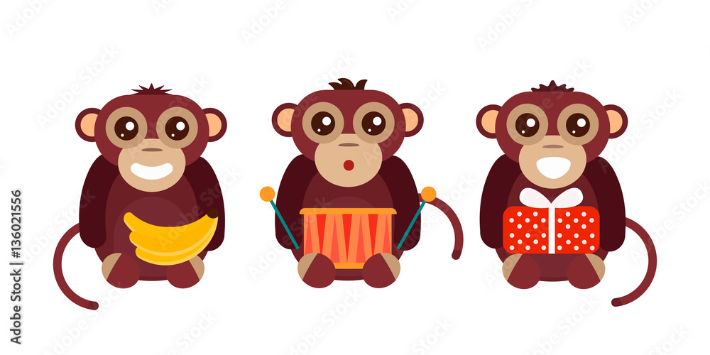 Monkey animal fun character vector illustration. Monkey animal fun character vector illustration.
