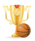 basketball cup winner gold stock vector illustration
