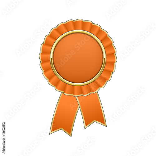 Orange and gold award rosette with ribbon