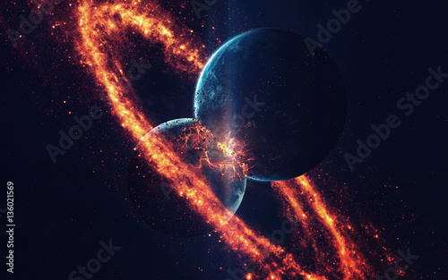 Fototapeta Naklejka Na Ścianę i Meble -  Planet Explosion. Apocalypse. End of The Time. Science fiction art. Beauty of deep space. Elements of this image furnished by NASA
