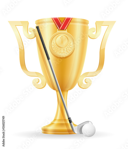 golf cup winner gold stock vector illustration