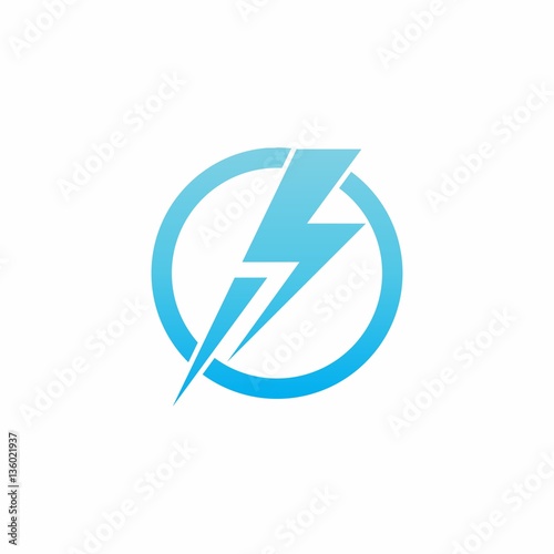 Run Thunder Bolt on Circle Logo Vector
