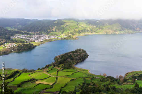 Lake on island Sao Miguel, the Azores, Portugal