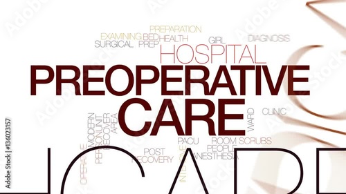 Preoperative care animated word cloud, text design animation. Kinetic typography. photo