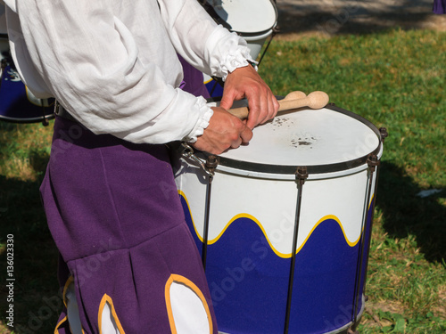 Fototapeta Drummer in Uniform Playing Snare Drum