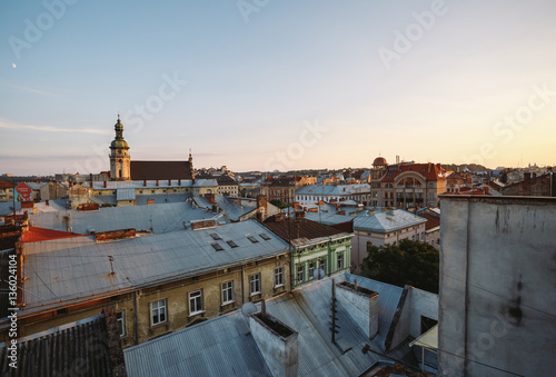 Amazing view on the old city Lviv