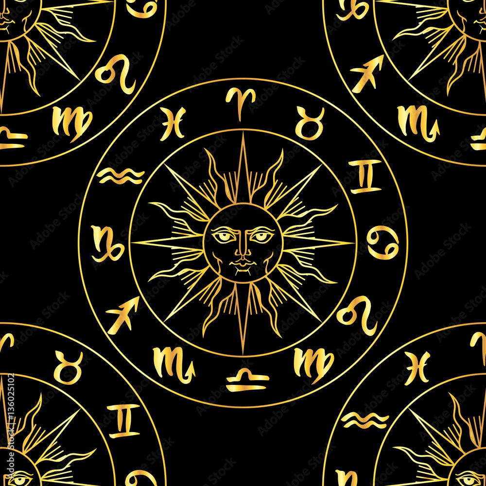 Obraz premium Zodiac signs seamless pattern