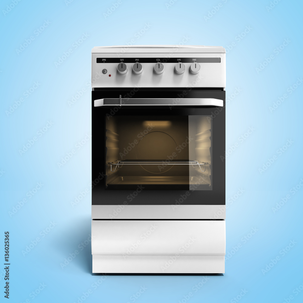 Fototapeta premium Gas stove 3d render on blue gradient background