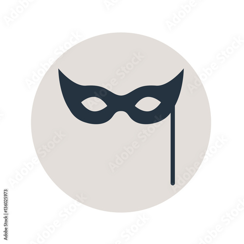 Icono plano mascara de carnaval en circulo gris