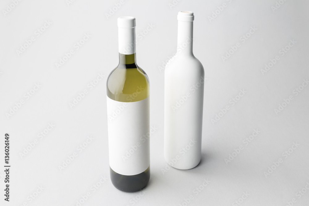 Wine bottles on a gray background Wine bottles on a gray background