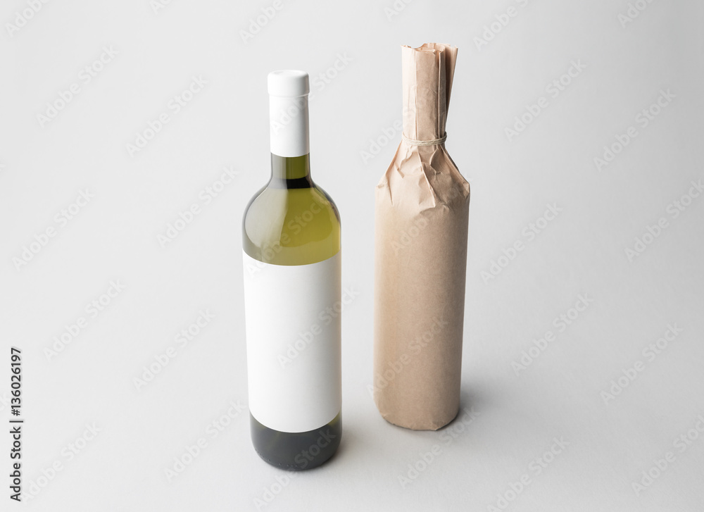Wine bottles on a gray background Wine bottles on a gray background