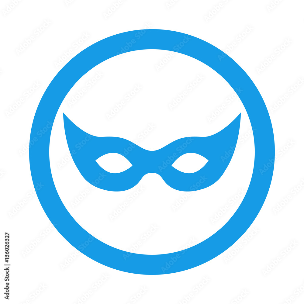 Icono plano mascara en circulo color azul Icono plano mascara en circulo color azul