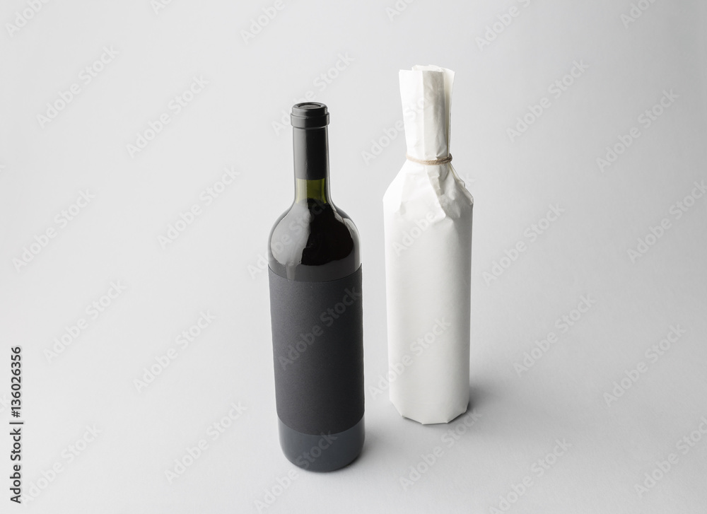 Wine bottles on a gray background Wine bottles on a gray background