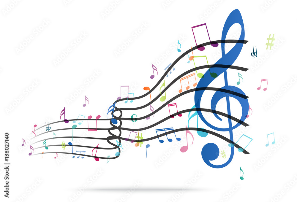 Naklejka premium Colorful music Notes Background