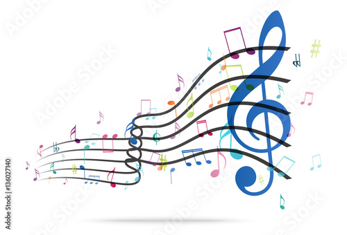 Colorful music Notes Background
