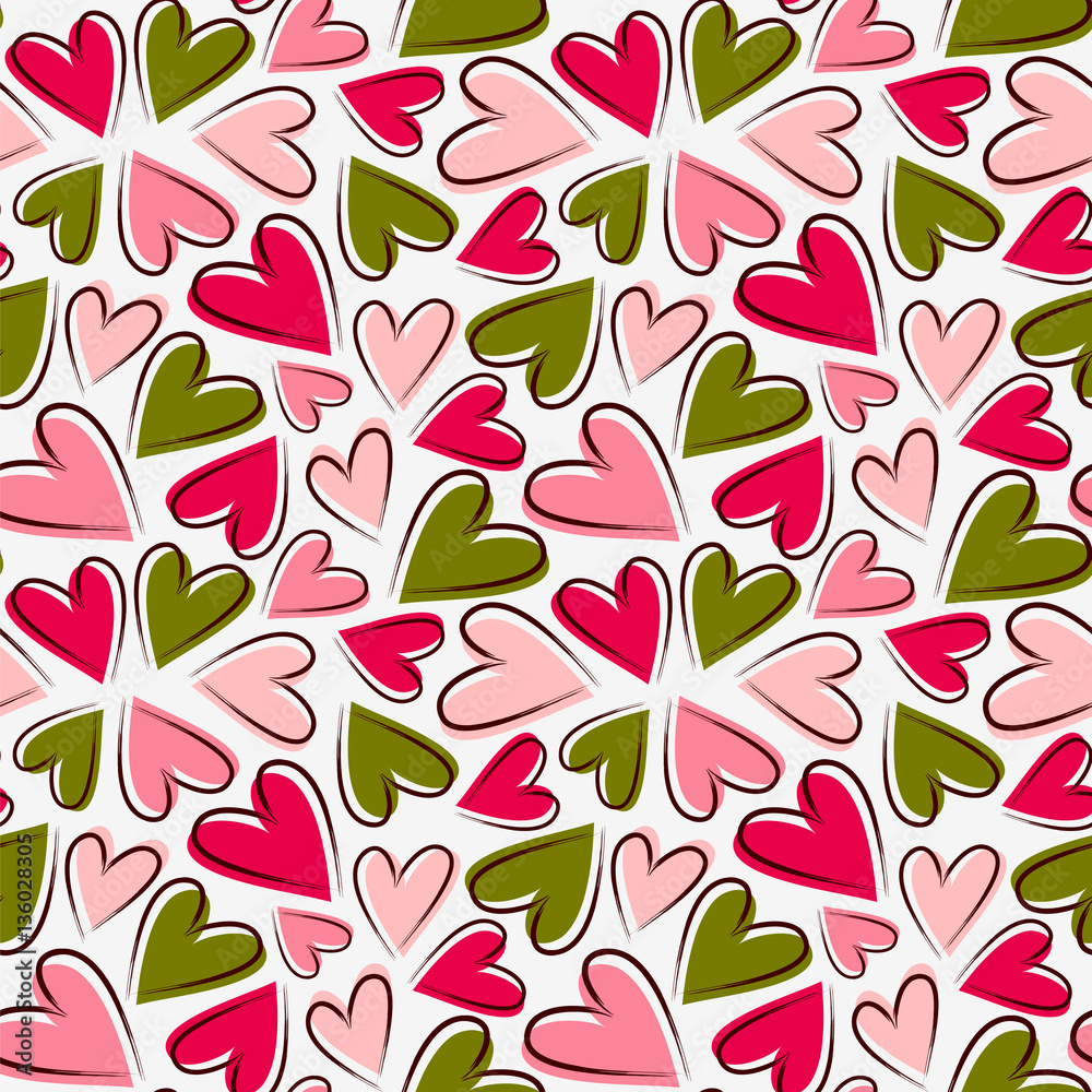 Funny hearts. Seamless vector pattern. Funny hearts. Seamless vector pattern.
