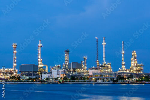 Oil refinery plant of Petrochemistry industry in twilight time,