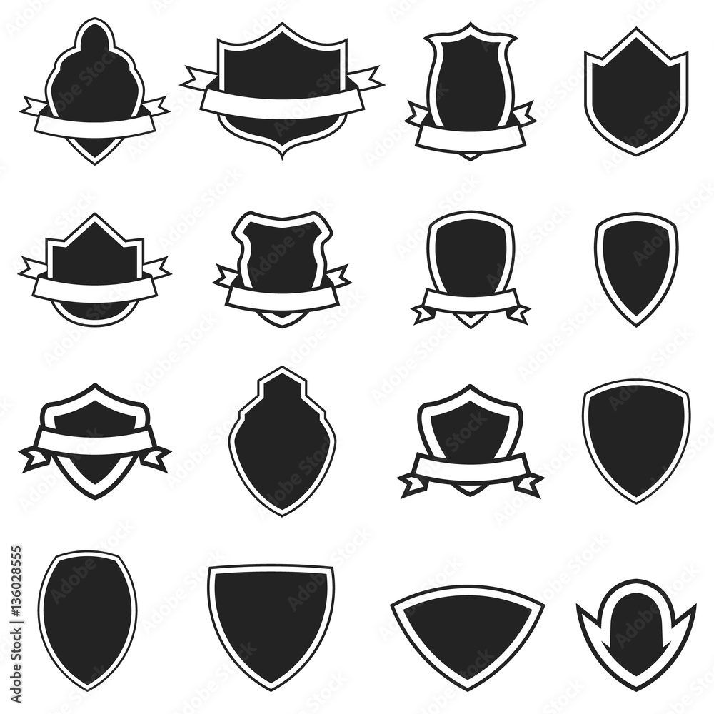 Set of the empty emblems templates isolated on white background.