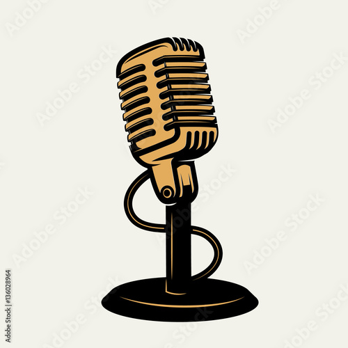 vintage microphone icon isolated on white background. Design ele