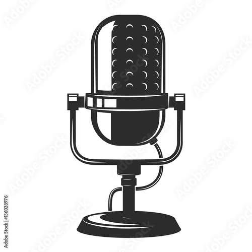 vintage microphone icon isolated on white background. Design ele