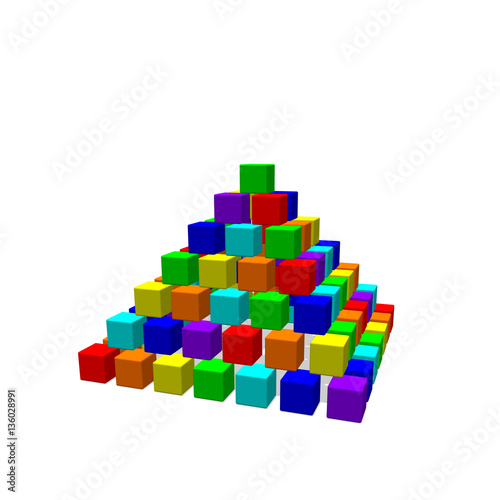 Pyramid from toy building blocks. Vector colorful illustration.