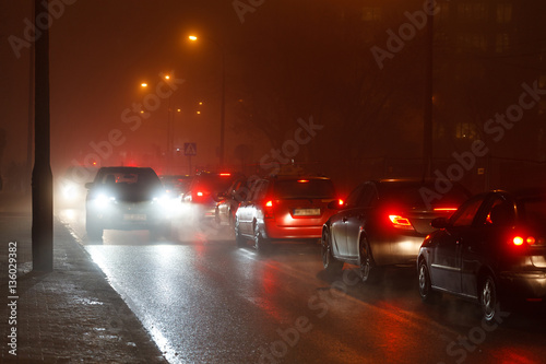 Driving a car in bad weather conditions