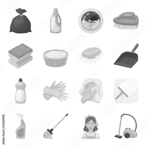 Cleaning set icons in monochrome style. Big collection of cleaning vector symbol stock illustration