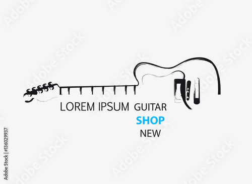 sketch guitar line logo template easy all editable