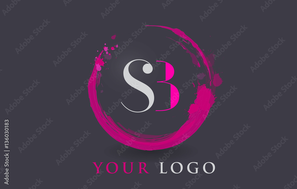 SB Letter Logo Circular Purple Splash Brush Concept. SB Letter Logo Circular Purple Splash Brush Concept.
