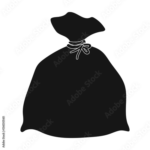 Garbage bag icon in black style isolated on white background. Cleaning symbol stock vector illustration.