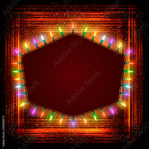 Retro banner with shining colorful lights