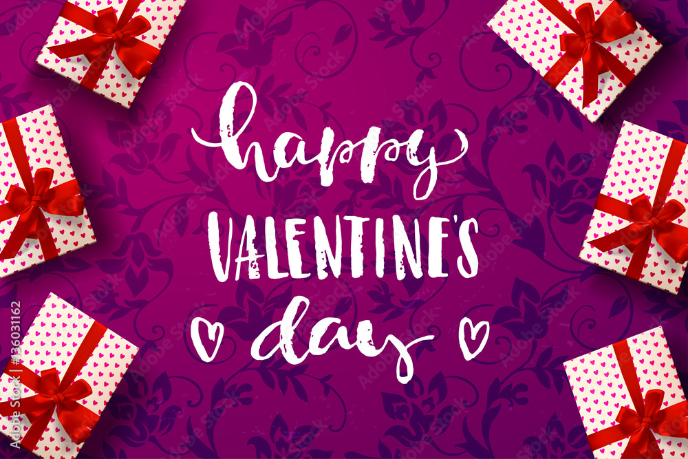 Fototapeta premium Hand drawn calligraphy lettering Happy Valentine's Day