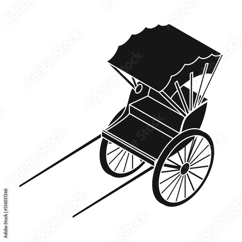 Rickshaw icon in black style isolated on white background. Transportation symbol stock vector illustration.