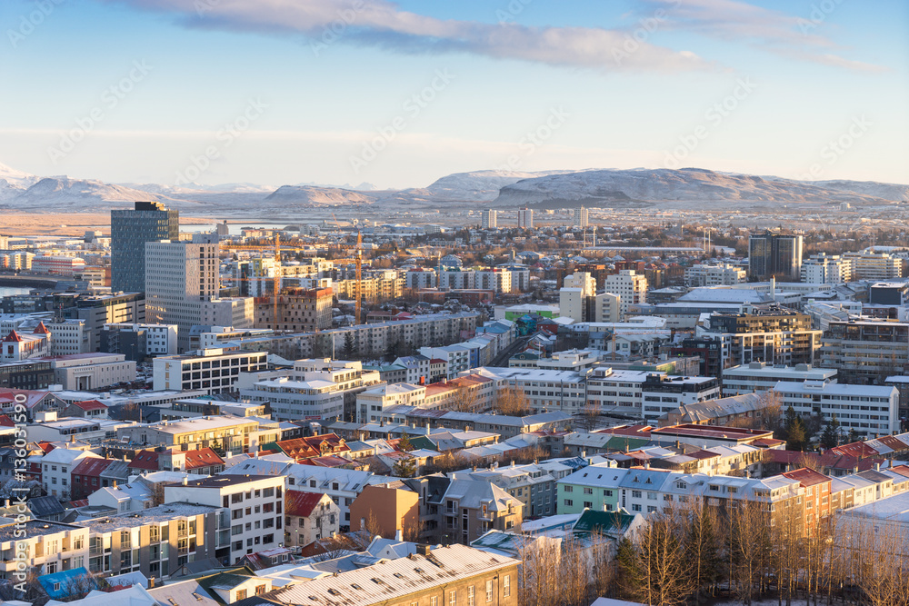 View of Reykjavik from the top of the Hallgrimskirkja Cathedral