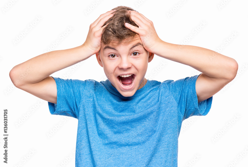 Emotional portrait of teen boy Emotional portrait of teen boy