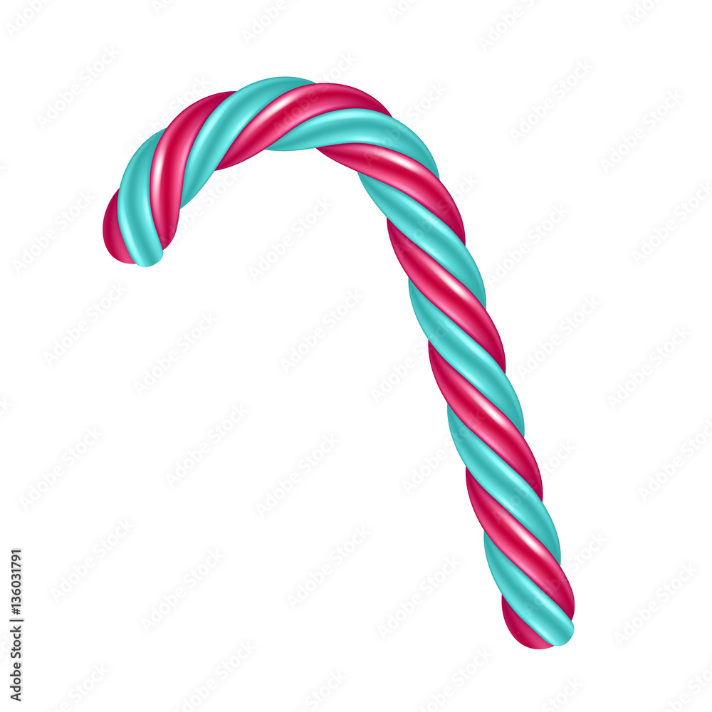 Fototapeta premium Candy cane with red and turquoise stripes.