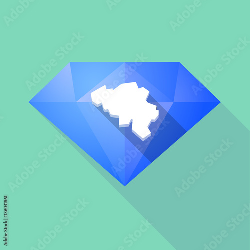 Long shadow  diamond with  the map of Belgium