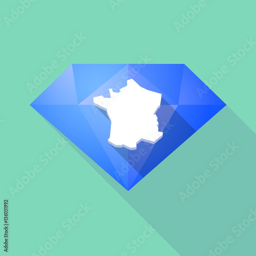 Long shadow  diamond with  the map of France