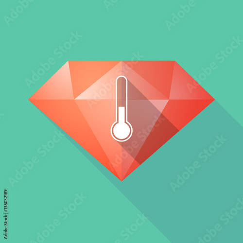 Long shadow  diamond with  a thermometer icon