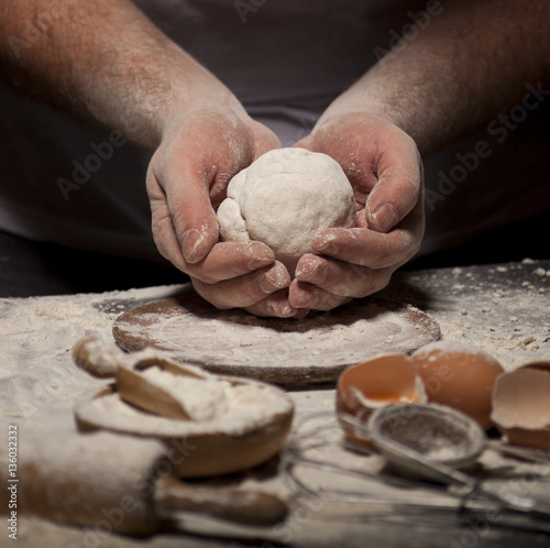 Baker prepares bread. photo