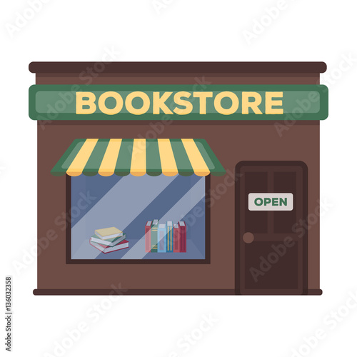 Bookstore icon in cartoon style isolated on white background. Library and bookstore symbol stock vector illustration.