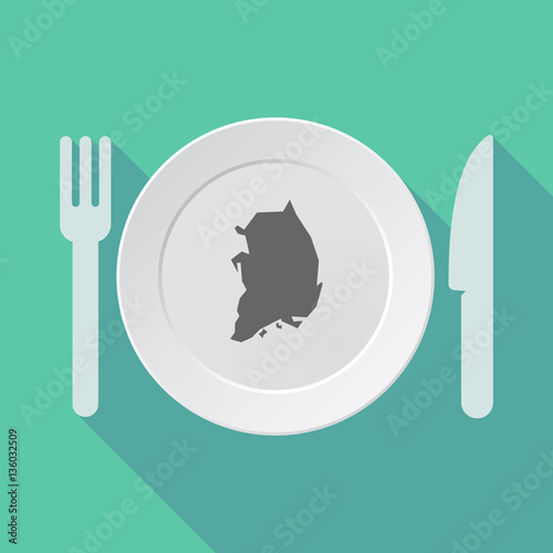 Long shadow tableware with the map of South Korea