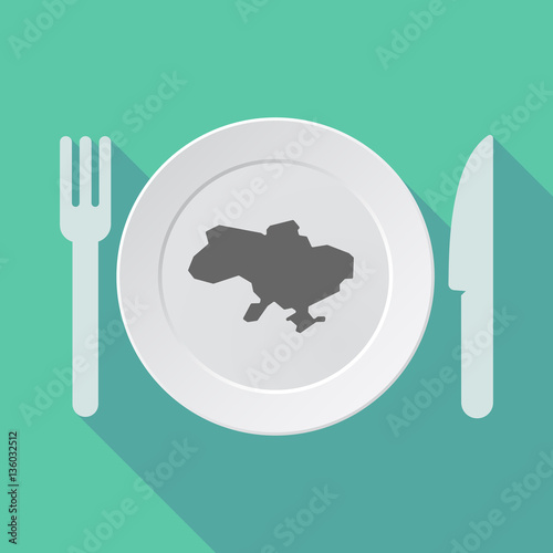Long shadow tableware with the map of Ukraine