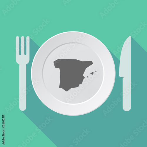 Long shadow tableware with the map of Spain